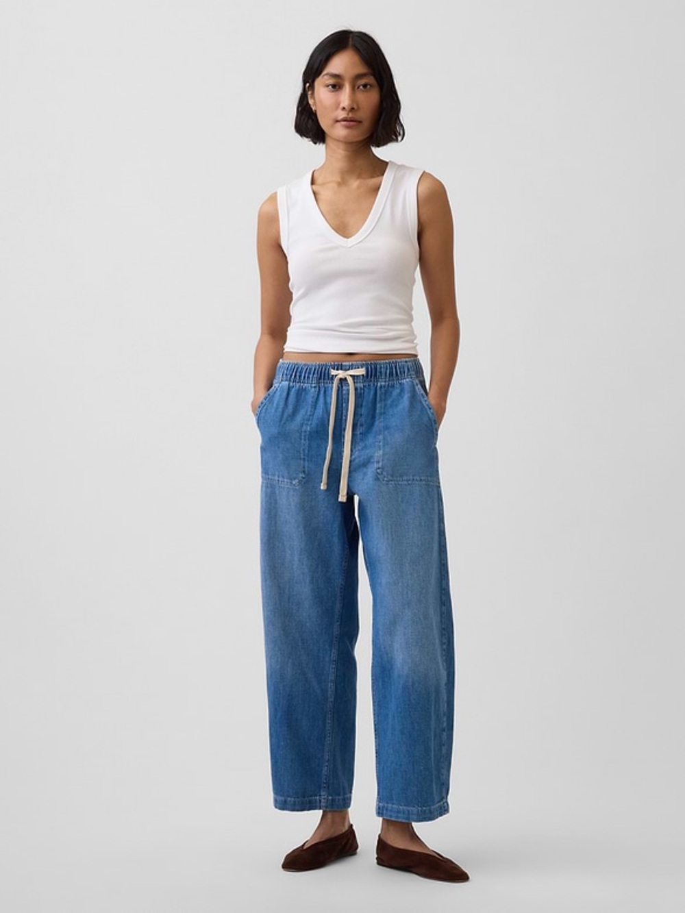 GAP High Rise Easy Barrel Jeans Medium Indigo Size M scandi model off duty - Picture 10 of 15